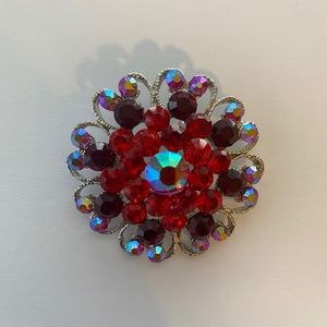 Red Rhinestone brooch